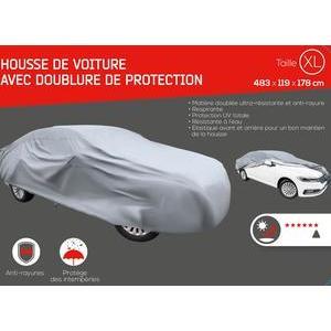 Housse de Protection de voiture doublée - Taille XL - 483 x 119 x 178 cm - Gris