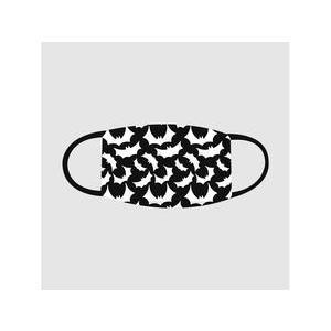 Masque barrière adulte certifié motif Chauve-souris - 19.5 x 8.5 cm - Noir, blanc