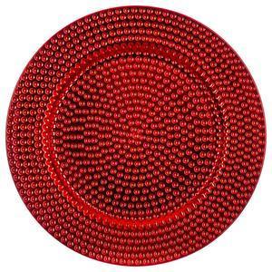 Assiette de presentation ronde martelee rouge 33 cm