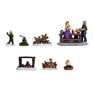 7 accessoires pour village de Noël - Déco de village - 3.5 à 7.5 cm - Multicolore