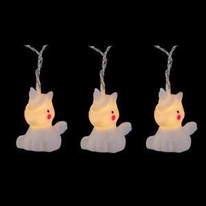 Guirlande électrique lumineuse 10 licornes - L 135 cm + 50 cm - Blanc chaud