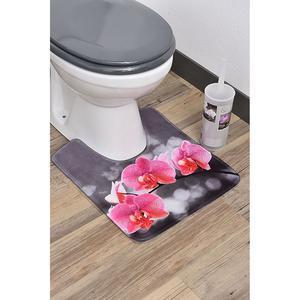 Tapis contour de WC imprimé Fleurs - Différents modèles - L 50 x l 45 cm - Multicolore