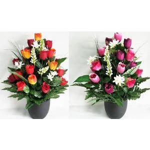 Composition de roses et lupins artificiels - ø 18 x H 62 cm - Différents modèles - Multicolore