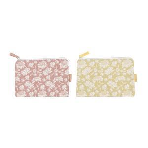 Pochette en coton Fleur - L 19 x l 13.5 cm - Différents coloris - Rose, blanc, jaune