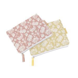 Pochette en coton Fleur - L 19 x l 13.5 cm - Différents coloris - Rose, blanc, jaune