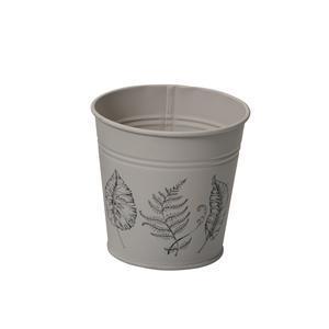 Pot en métal imprimé feuilles - ø 11 x H 10 cm - Beige - MOOREA