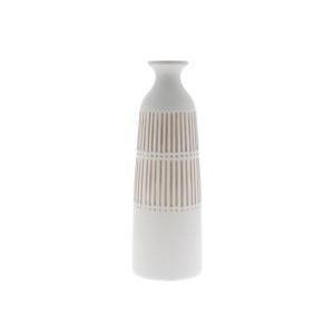Vase en céramique rayé - ø 12 x H 36 cm - Blanc