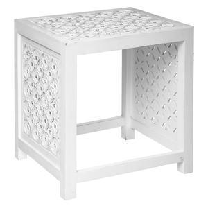 Table d'appoint rectangulaire Fanny - L 46 x P 40 x H 50 cm - Blanc - ATMOSPHERA