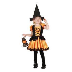 Costume enfant sorcière 3-4 ans - orange et noir
