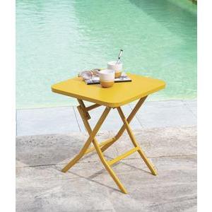 Table pliante en acier coloré Greensboro - 40 x 40 x H 45 cm - Jaune - HESPERIDE