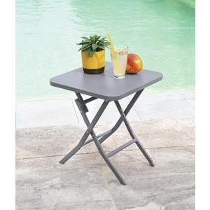 Table pliante en acier coloré Greensboro - 40 x 40 x H 45 cm - Quartz - HESPERIDE