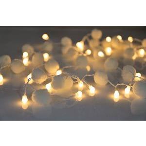 Guirlande pompons LED - L 3 m - Blanc