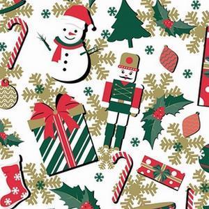 20 serviettes en papier - 33 x 33 cm - Imprimé décor de Noël - Vert