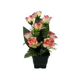 Pot de roses artificielles en bouton - H 30 cm - Différents coloris