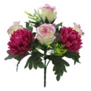 Bouquet de roses et chrysanthèmes - ø 22 x H 26 cm