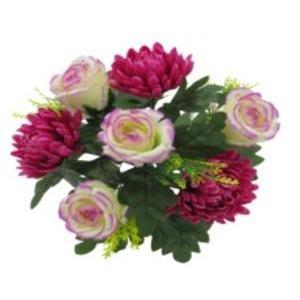 Bouquet de roses et chrysanthèmes - ø 22 x H 26 cm