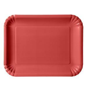 5 plats rectangulaires en carton - 24 x 30 cm - Rouge