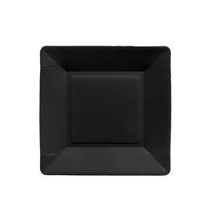8 assiettes carrées en carton -  18 cm - Noir