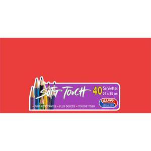 Lot de 40 serviettes Soft Touch - 25 x 25 cm - Pure Ouate de Cellulose - Rouge