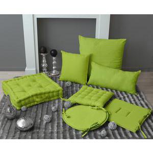 Galette de chaise - 100% coton - 40 x 40 cm - Vert anis