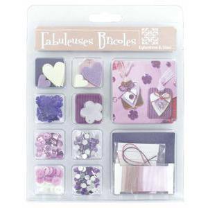 Fabuleuses bricoles Eglantine et lilas - Papier, plastique et feutrine - 19,5 x 15,5 x 1 cm - Violet