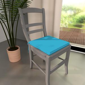 Galette de chaise -100% coton - 36x38cm - bleu turquoise