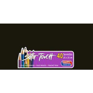 Lot de 40 serviettes Soft Touch - 25 x 25 cm - Pure Ouate de Cellulose - Noir