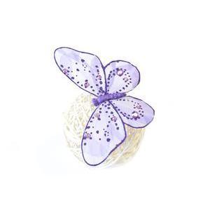 2 pinces papillon décoratives - 15 cm - Plume - Violet