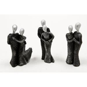 3 figurines de mariés - Résine - 5,7 cm - Noir et gris