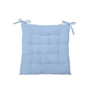 Dessus de chaise capitonné - 40 x 40 x H 5 cm - en coton Panama bleu