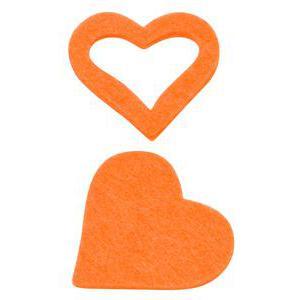 Lot de 10 cœurs en feutrine - 4,5 x 4,5 cm - Orange