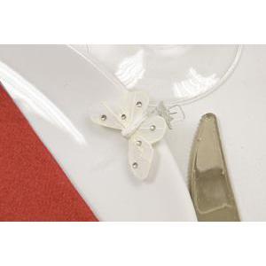papillon sur pince + strASSIETTES x 4 (2,7 x 3,5cm) ivoire