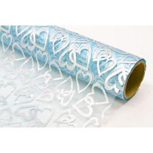 Rouleau motifs arabesque - Organza - 28 cm x 5 m - Bleu turquoise