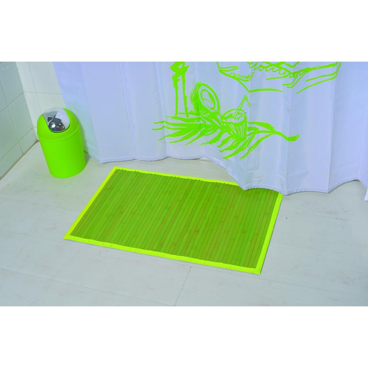 Tapis de bain en bambou, dessous anti-glisse - 50 x 80 cm - Vert