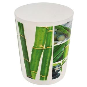 Poubelle de salle de bain collection Ecobio - Diamètre 19,5 x 24 cm - Blanc, vert