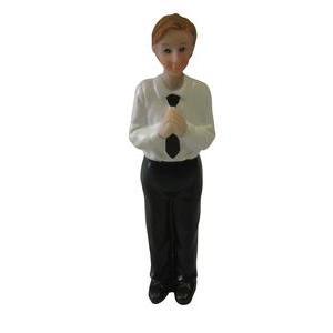 Figurine communiant debout - Résine - Hauteur 10 cm - Blanc