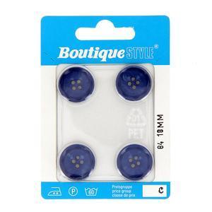 4 boutons - Plastique - Ø 18 mm - Bleu