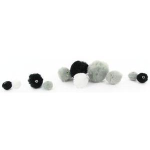 48 pompons perles - Synthétique - Ø 1,5 x 2,5 x 3,5 cm - Gris