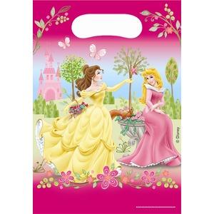 Lot de 6 sacs de fête princesses en film polyéthylène imprimé - 18 x 29 cm - Multicolore