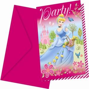 Lot de 6 cartes d'invitation Princesse avec enveloppe en carton - 11 x 21 cm - Multicolore