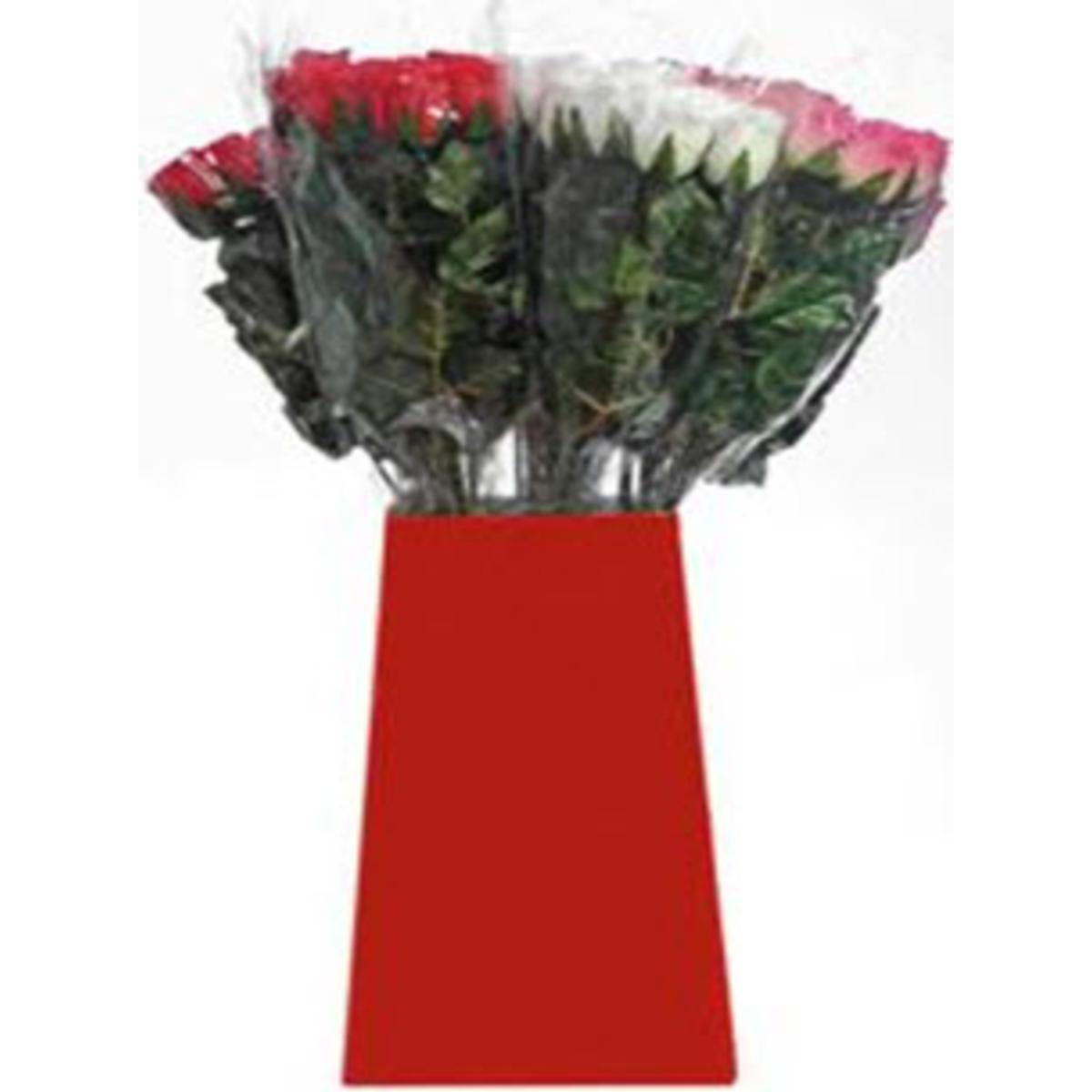 7 boutons de roses - Plastique et polyester - H 60 cm - Blanc Rose Rouge