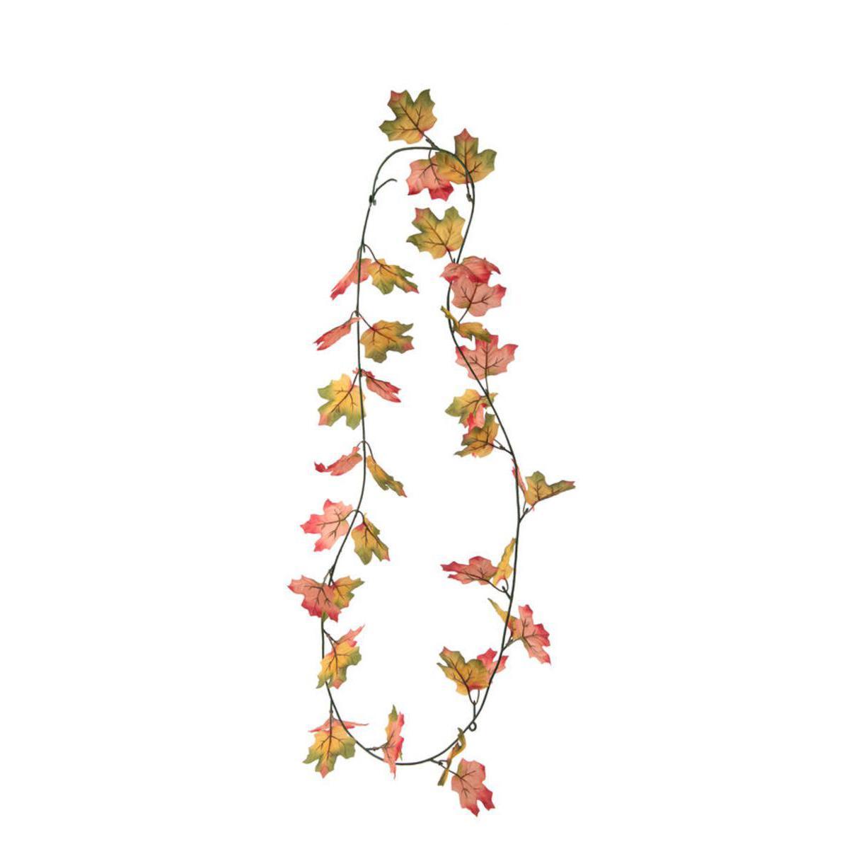 Guirlande d'érable d'automne - Plastique et polyester - H 180 cm - Orange