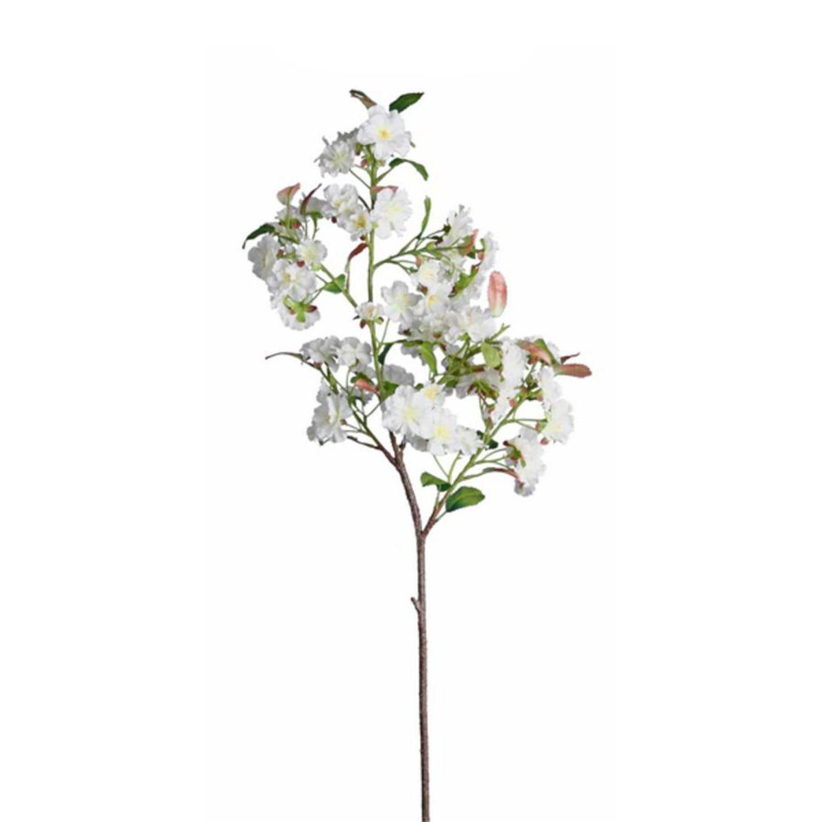 Grande tige de pommier - Plastique et polyester - H 103 cm - Rose blanc vert