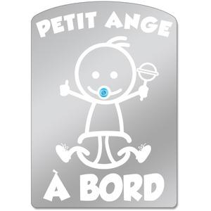 Sticker voiture de prévention enfant Petit ange à bord - 22 x 12 cm - Gris