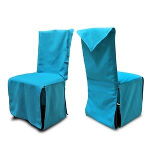 Housse de chaise en coton recyclé uni - 46 x 45 x H 105 cm - Bleu turquoise