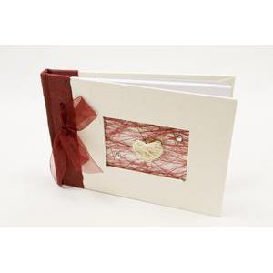 Livre d'or pour mariage forme Papillons - Papier et polyester - 21 x 15 cm - Bordeaux