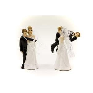 Sujets couples mariés humoristiques - Résine - 11 cm - Noir et blanc
