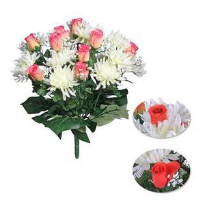 Bouquet de Chrysanthèmes et Boutons de Roses - H 44 cm