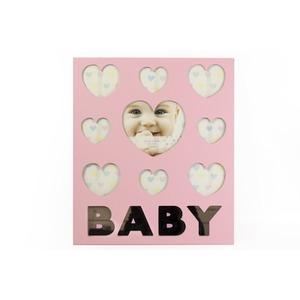 Cadre photo rose pêle-mêle pour les photos de bébé - 44 x 38 cm
