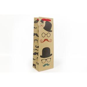 Pochette en carton originale - motif Chapeau et moustache - Anse renforcée.